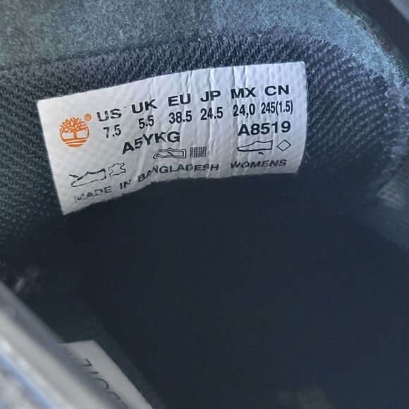 Timberland Everleigh Boot Front Zip Mid Boots Green Leather Womens 7.5 Platform - Picture 12 of 13